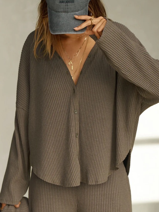 Joah Brown Tops - ISO Joah Brown Relaxed V-Neck Cardigan in Army Luxe Knit